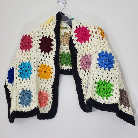 Granny Square Multicolored Crocheted Scarf - Picture 13 of 13